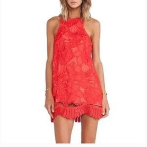 Lovers + Friends Revolve Caspian Shift Dress Red Lace Womens Size XS